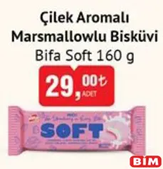 BİFA SOFT ÇİLEK AROMALI MARSMALLOWLU BİSKÜVİ 160 G